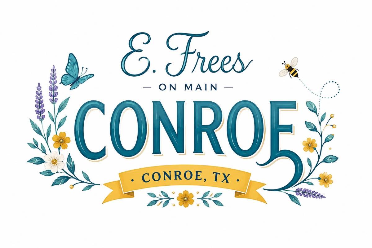 E.Free's On Main Conroe floral mural